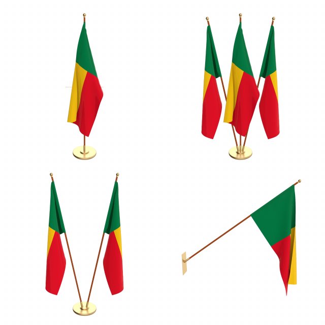 benin flag pack 3D Модель .c4d .max .obj .3ds .fbx .stl .blend 