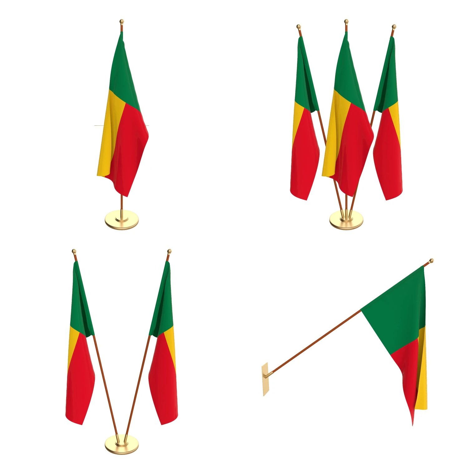 benin flag pack 3D Model .c4d .max .obj .3ds .fbx .stl .blend