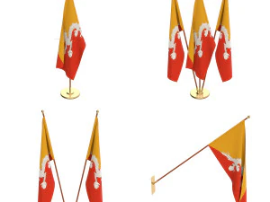 Pacchetto bandiere del Bhutan Modello 3D