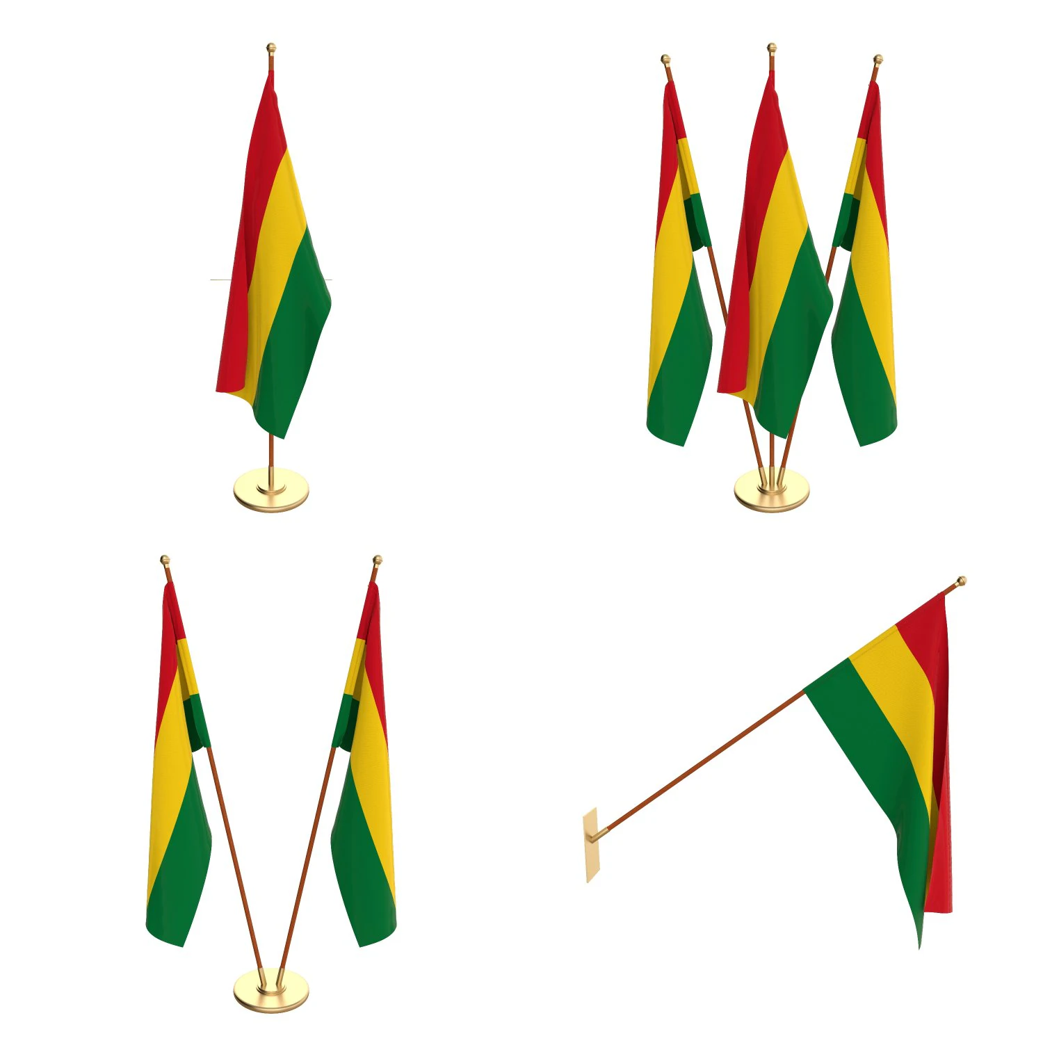 bolivia flag pack 3D Model .c4d .max .obj .3ds .fbx .stl .blend