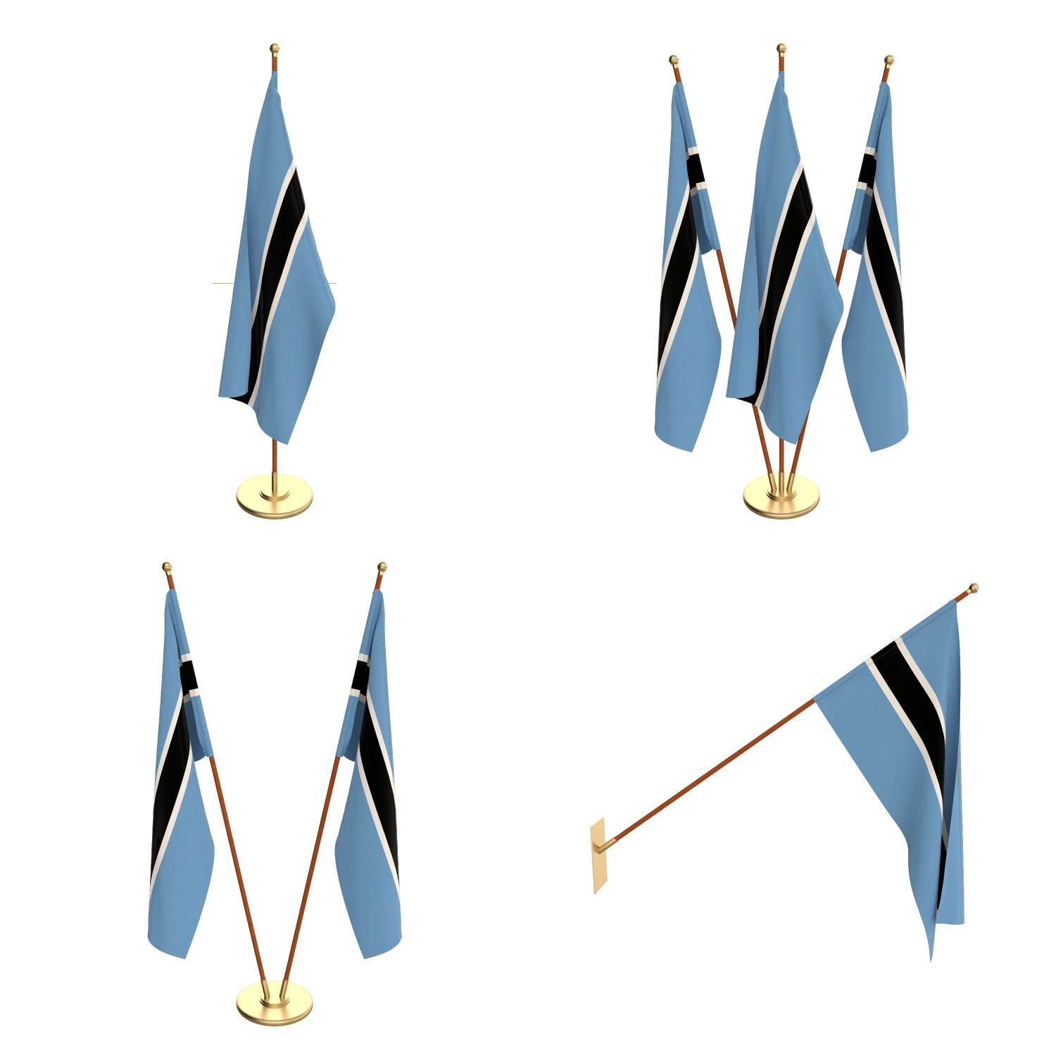 botswana flag pack 3D Model .c4d .max .obj .3ds .fbx .stl .blend 