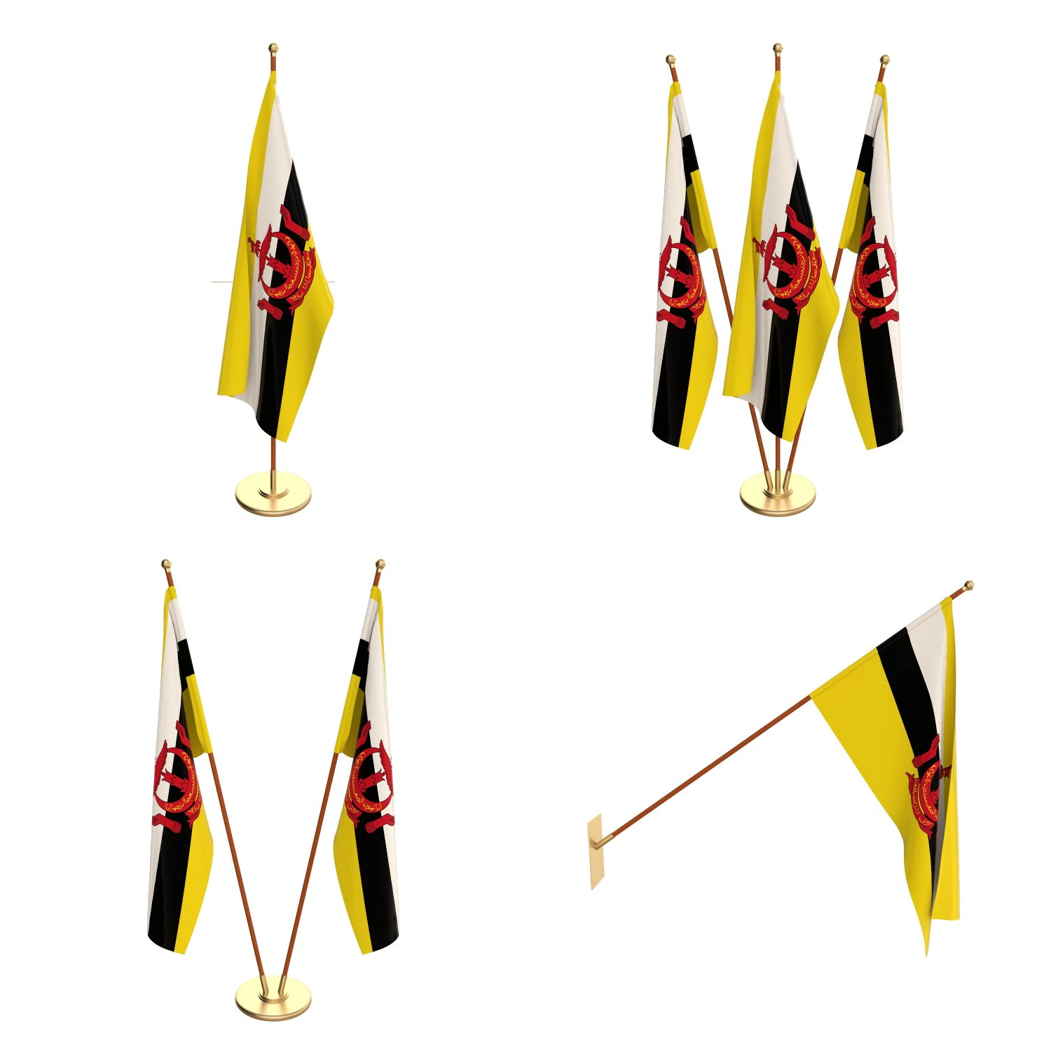 brunei flag pack 3D Model .c4d .max .obj .3ds .fbx .stl .blend 