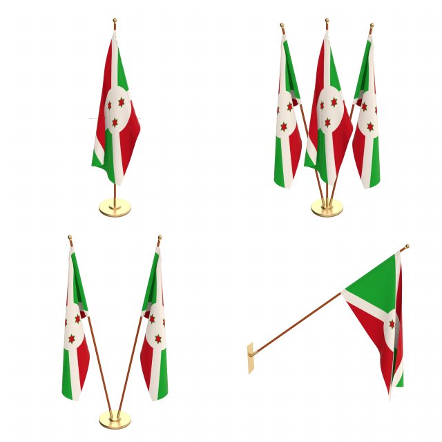 burundi flag pack 3D 모델 .c4d .max .obj .3ds .fbx .stl .blend 