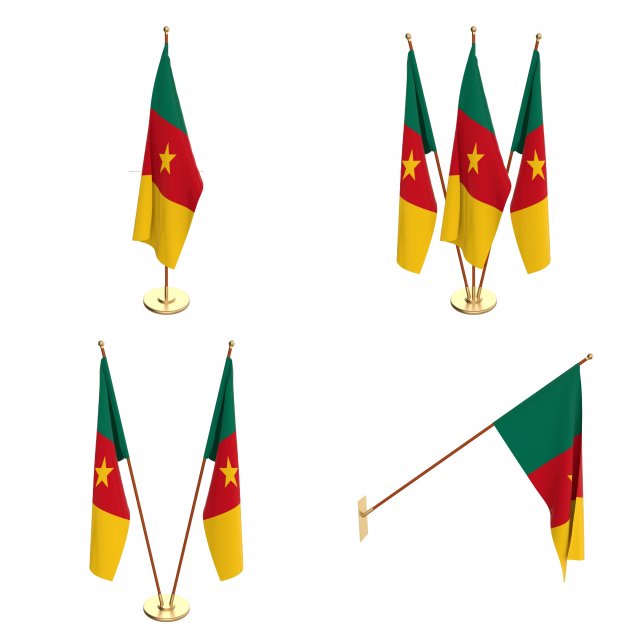 cameroon flag pack Model 3D .c4d .max .obj .3ds .fbx .stl .blend 