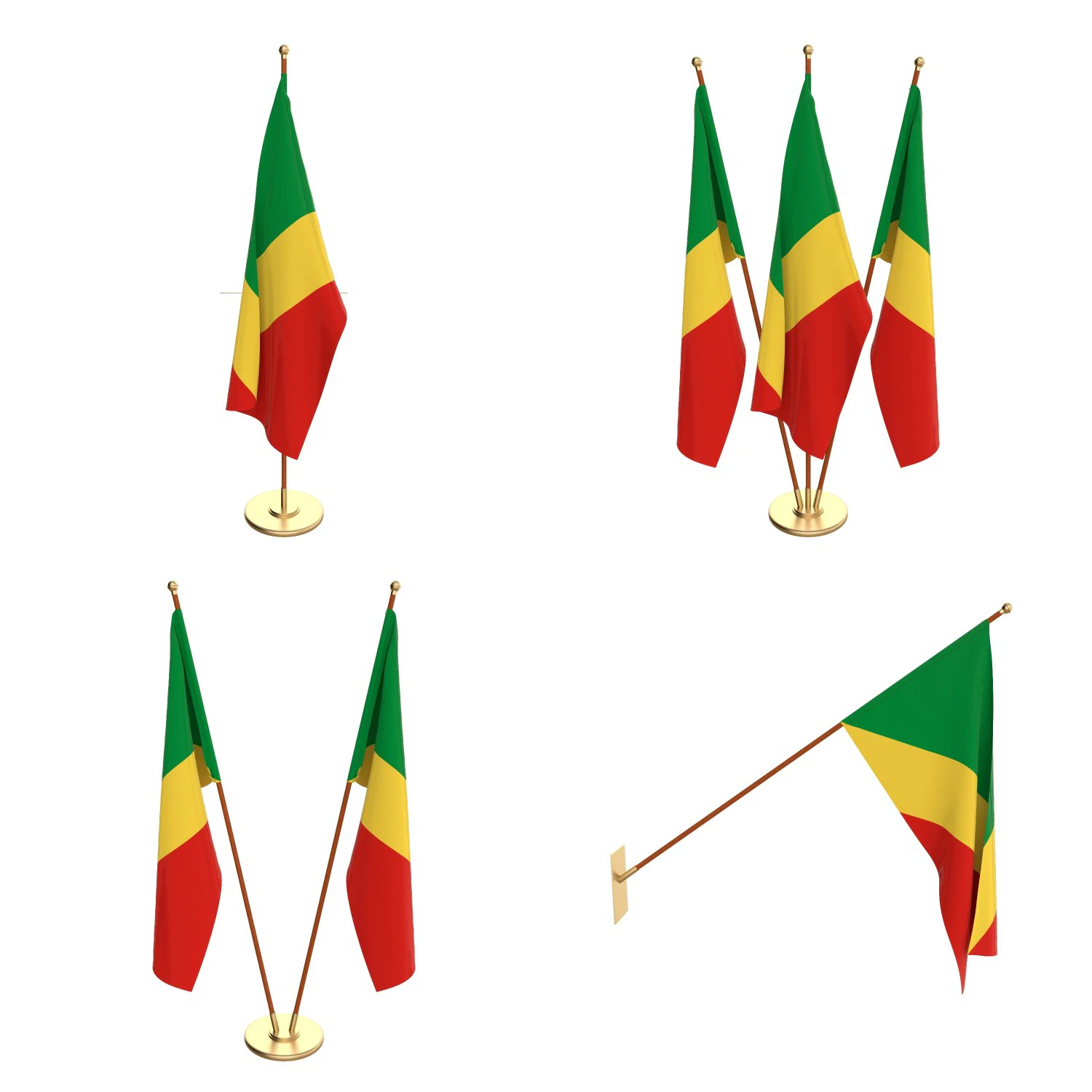 congo flag pack 3D Model .c4d .max .obj .3ds .fbx .stl .blend 