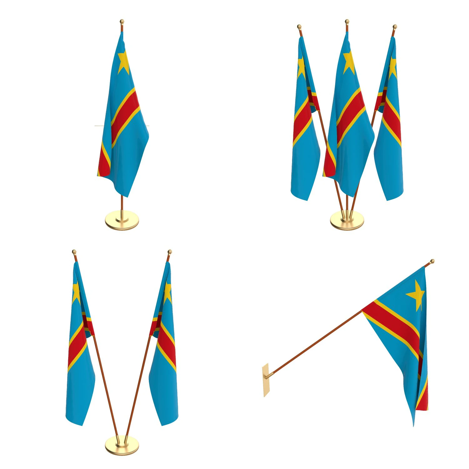 democratic republic of congo flag pack 3D Model .c4d .max .obj .3ds .fbx .stl .blend 