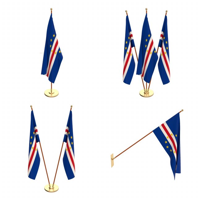 cape verde flag pack 3D Model .c4d .max .obj .3ds .fbx .stl .blend 