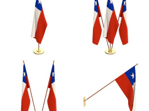 チリ国旗パック 3Dモデル