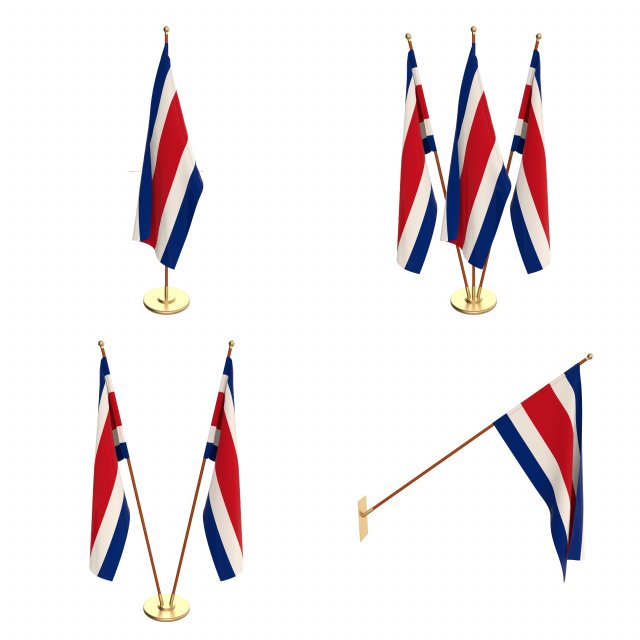 costa rica flag pack 3Dモデル .c4d .max .obj .3ds .fbx .stl .blend 
