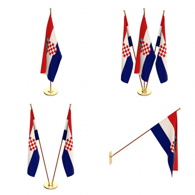 croatia flag pack 3D Model .c4d .max .obj .3ds .fbx .stl .blend 