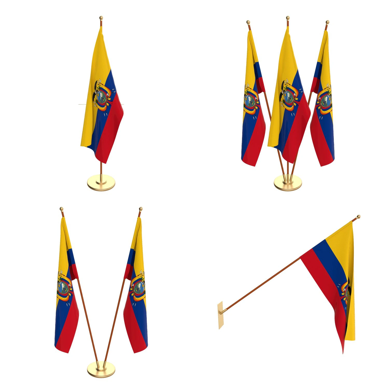 ecuador flag pack 3D Model .c4d .max .obj .3ds .fbx .stl .blend