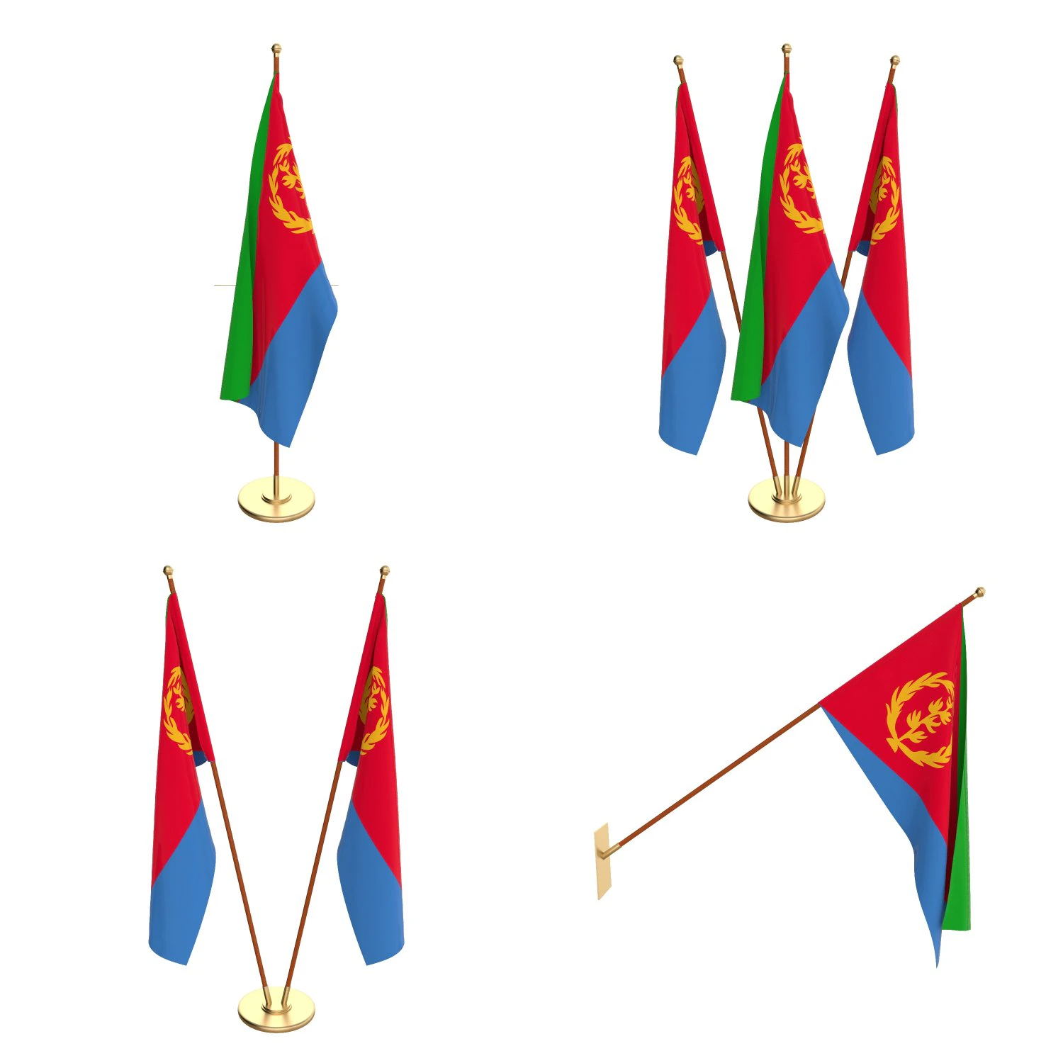 eritrea flag pack 3D Model .c4d .max .obj .3ds .fbx .stl .blend 