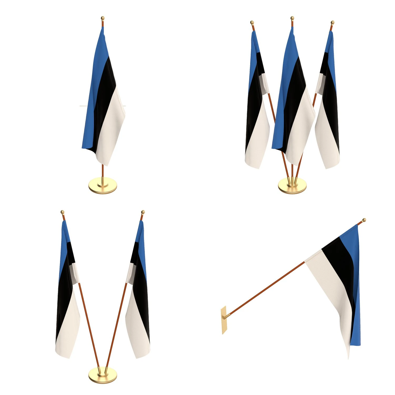 estonia flag pack 3D Model .c4d .max .obj .3ds .fbx .stl .blend 