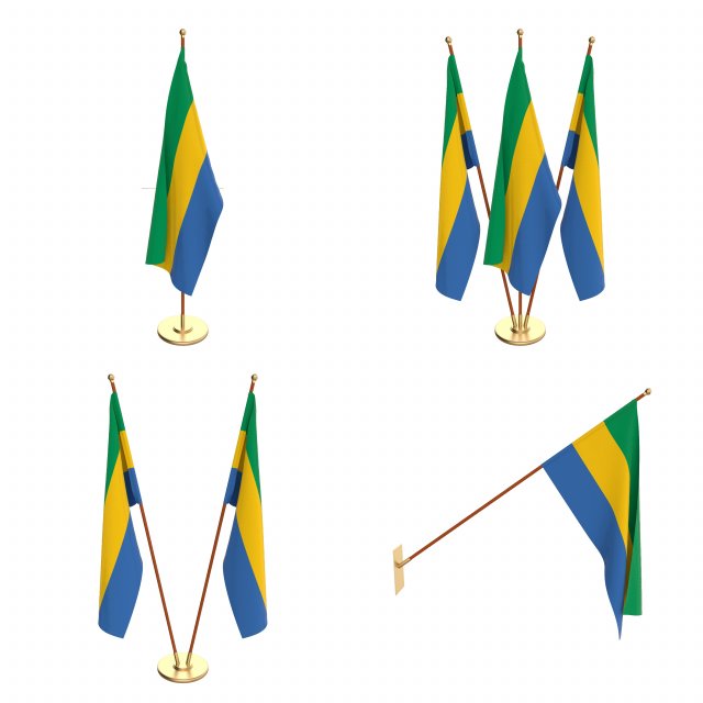 gabon flag pack 3D Model .c4d .max .obj .3ds .fbx .stl .blend 