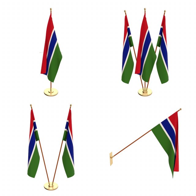 gambia flag pack Modello 3D .c4d .max .obj .3ds .fbx .stl .blend 