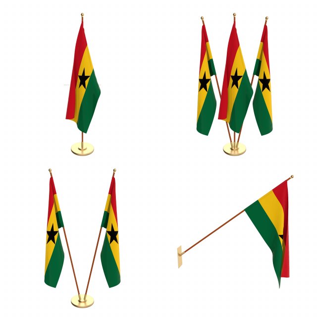 ghana flag pack 3D मॉडल .c4d .max .obj .3ds .fbx .stl .blend 