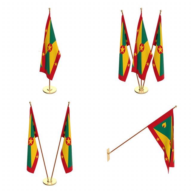 grenada flag pack 3D Модель .c4d .max .obj .3ds .fbx .stl .blend 