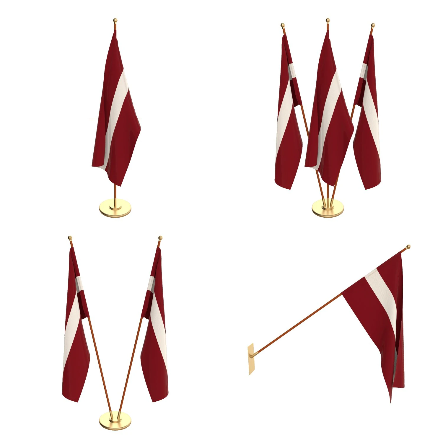 latvia flag pack 3D Model .c4d .max .obj .3ds .fbx .stl .blend 
