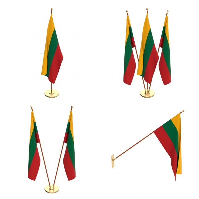 lithuania flag pack 3D Model .c4d .max .obj .3ds .fbx .stl .blend 