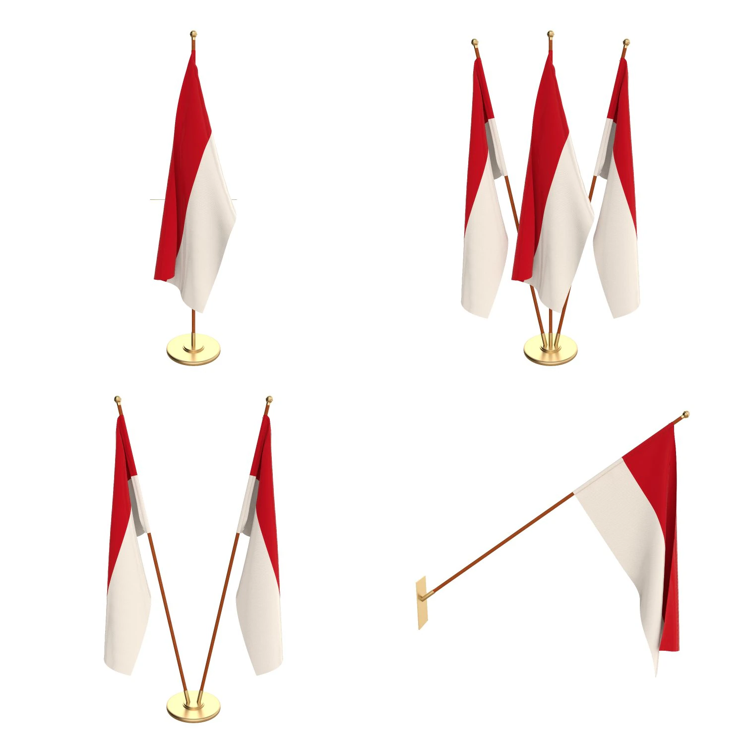monaco flag pack 3D Model .c4d .max .obj .3ds .fbx .stl .blend 