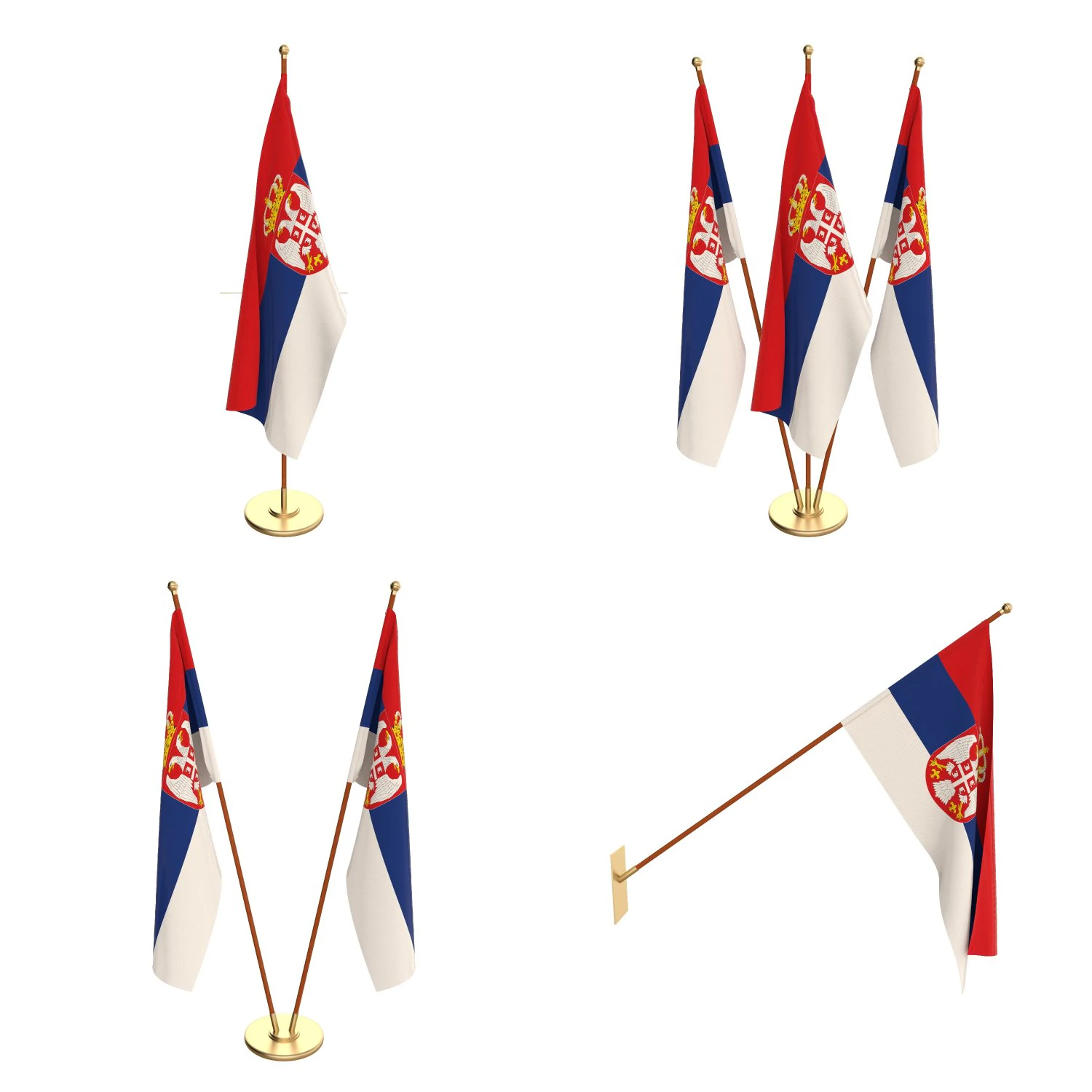 serbia flag pack 3D Model .c4d .max .obj .3ds .fbx .stl .blend 