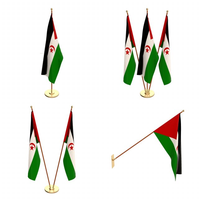 western sahara flag pack Modèle 3D .c4d .max .obj .3ds .fbx .stl .blend 
