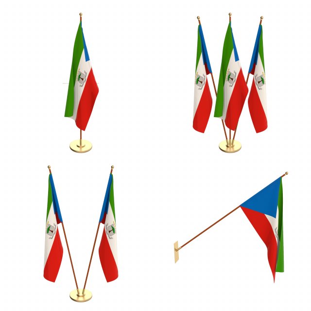 equatorial guinea flag pack Modelo 3D .c4d .max .obj .3ds .fbx .stl .blend 