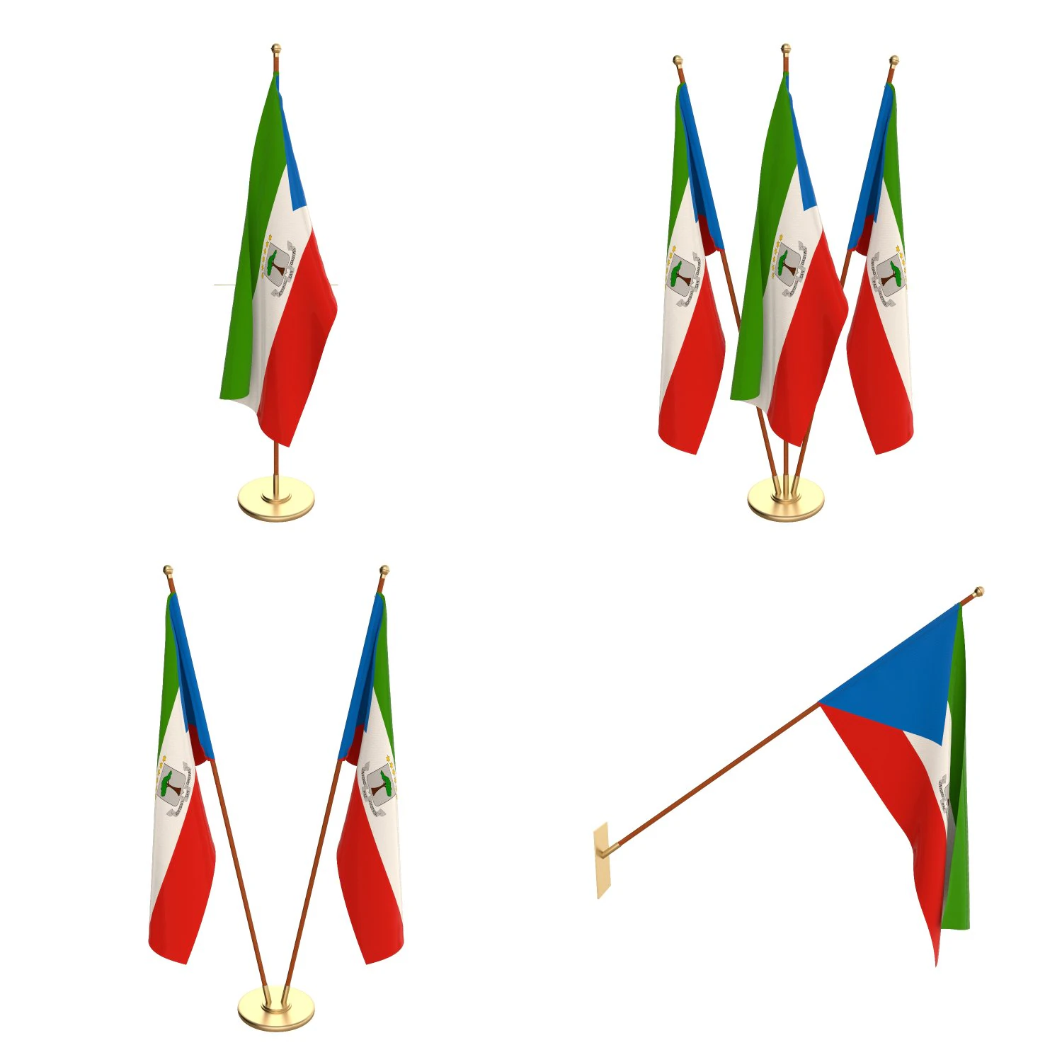 equatorial guinea flag pack 3D Model .c4d .max .obj .3ds .fbx .stl .blend 