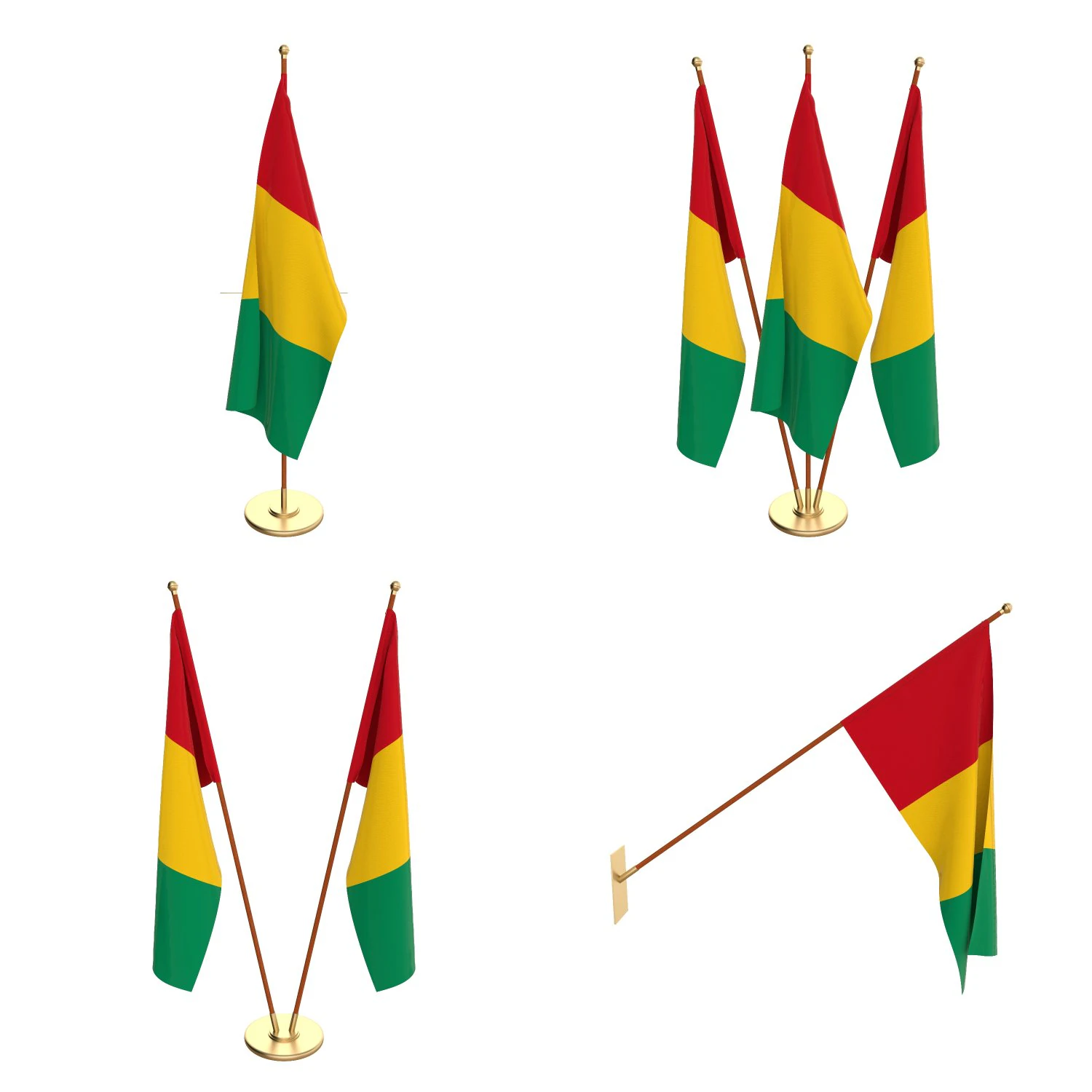 guinea flag pack 3D Model .c4d .max .obj .3ds .fbx .stl .blend