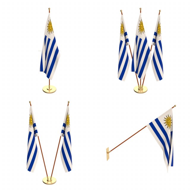 uruguay flag pack Modelo 3D .c4d .max .obj .3ds .fbx .stl .blend 