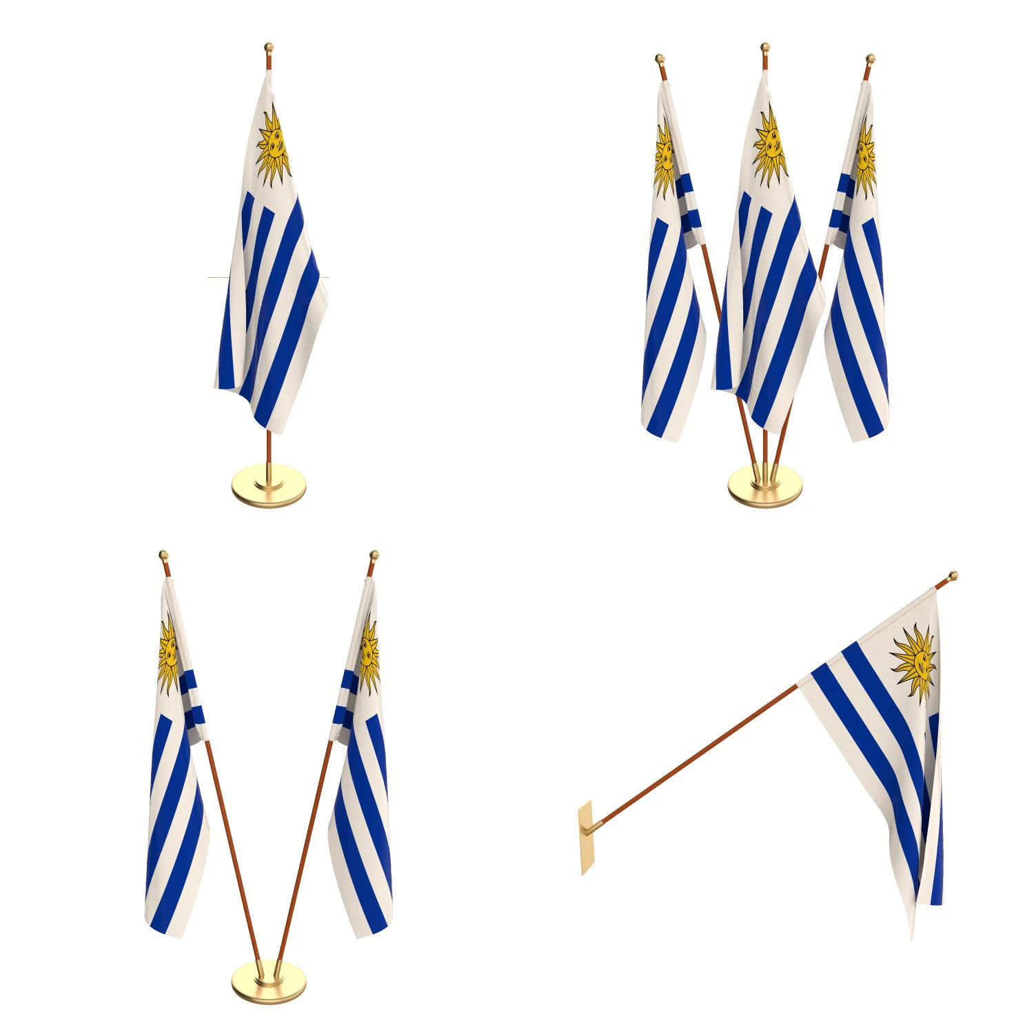 uruguay flag pack 3D Model .c4d .max .obj .3ds .fbx .stl .blend 