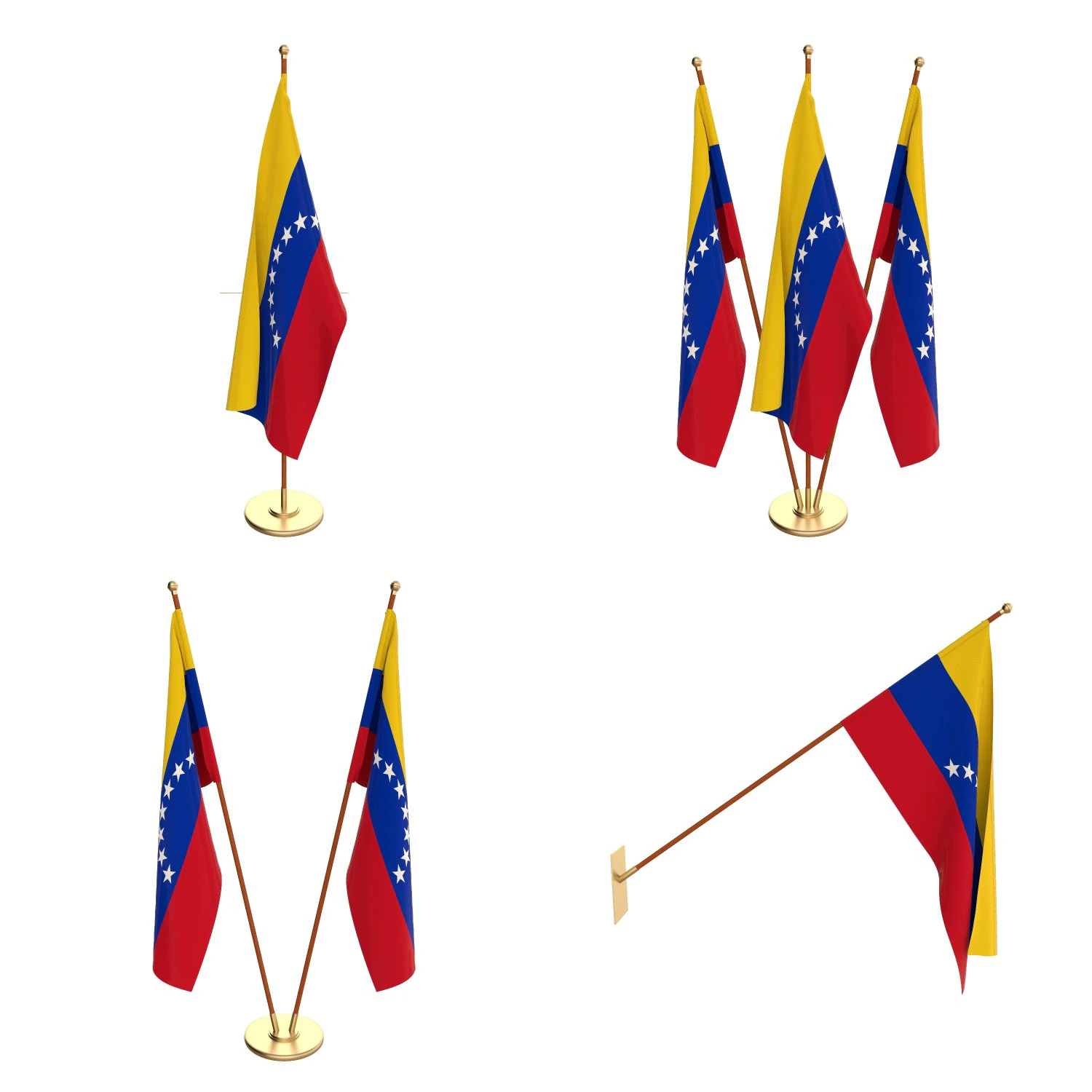 venezuela flag pack 3D Model .c4d .max .obj .3ds .fbx .stl .blend 