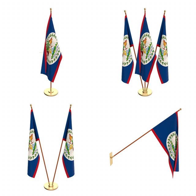 belize flag pack 3D Model .c4d .max .obj .3ds .fbx .stl .blend 