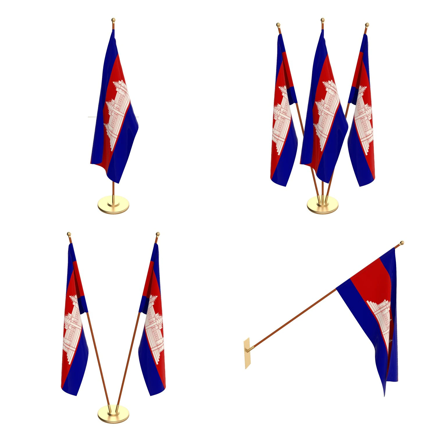 cambodia flag pack 3D Model .c4d .max .obj .3ds .fbx .stl .blend 