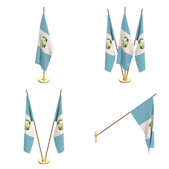guatemala flag pack 3D Модель .c4d .max .obj .3ds .fbx .stl .blend 