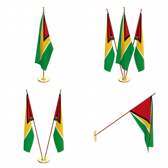 guyana flag pack Model 3D .c4d .max .obj .3ds .fbx .stl .blend 