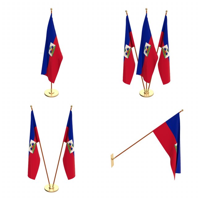 haiti flag pack 3D Model .c4d .max .obj .3ds .fbx .stl .blend 