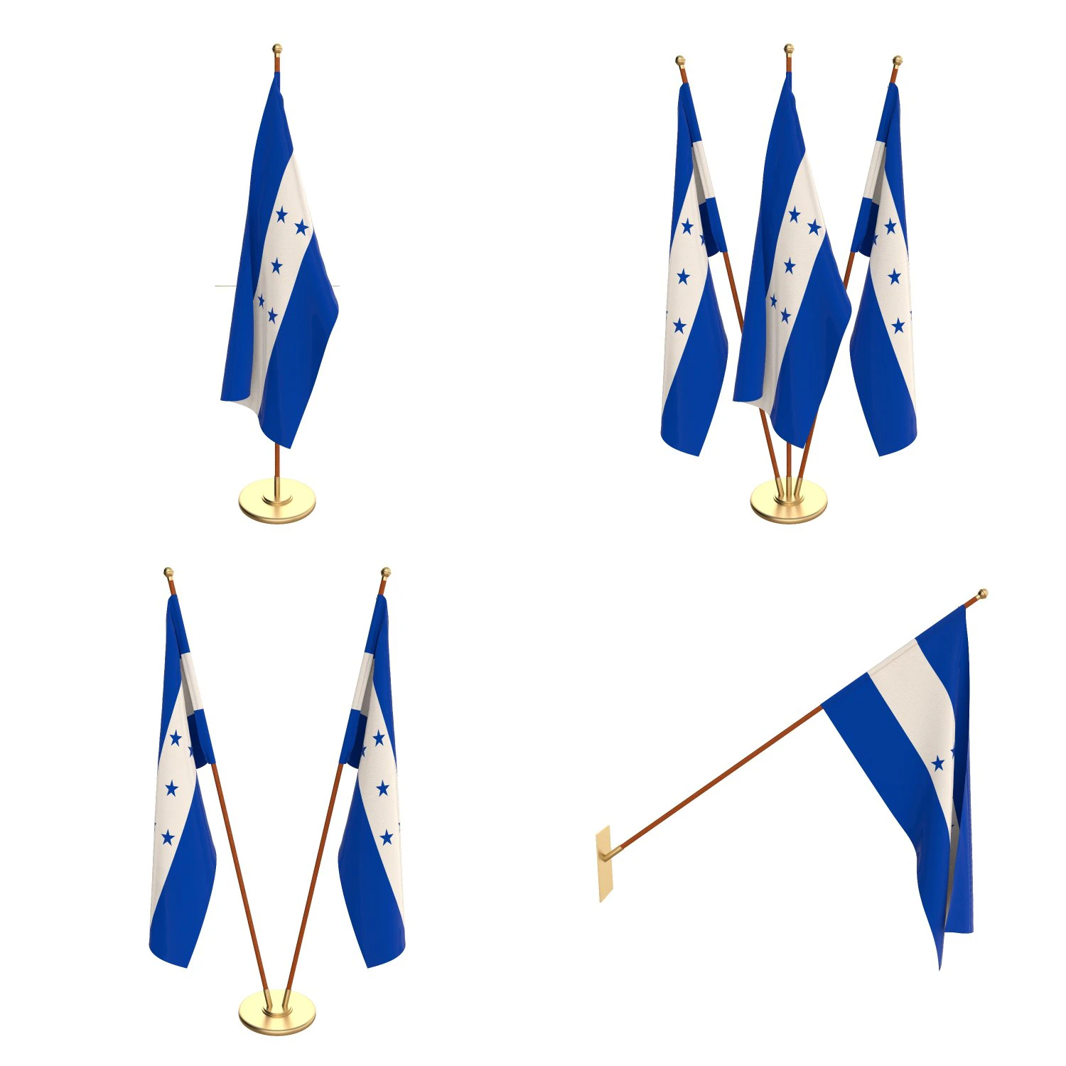 honduras flag pack 3D Model .c4d .max .obj .3ds .fbx .stl .blend 