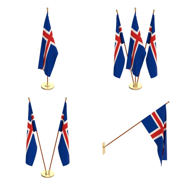 iceland flag pack Model 3D .c4d .max .obj .3ds .fbx .stl .blend 