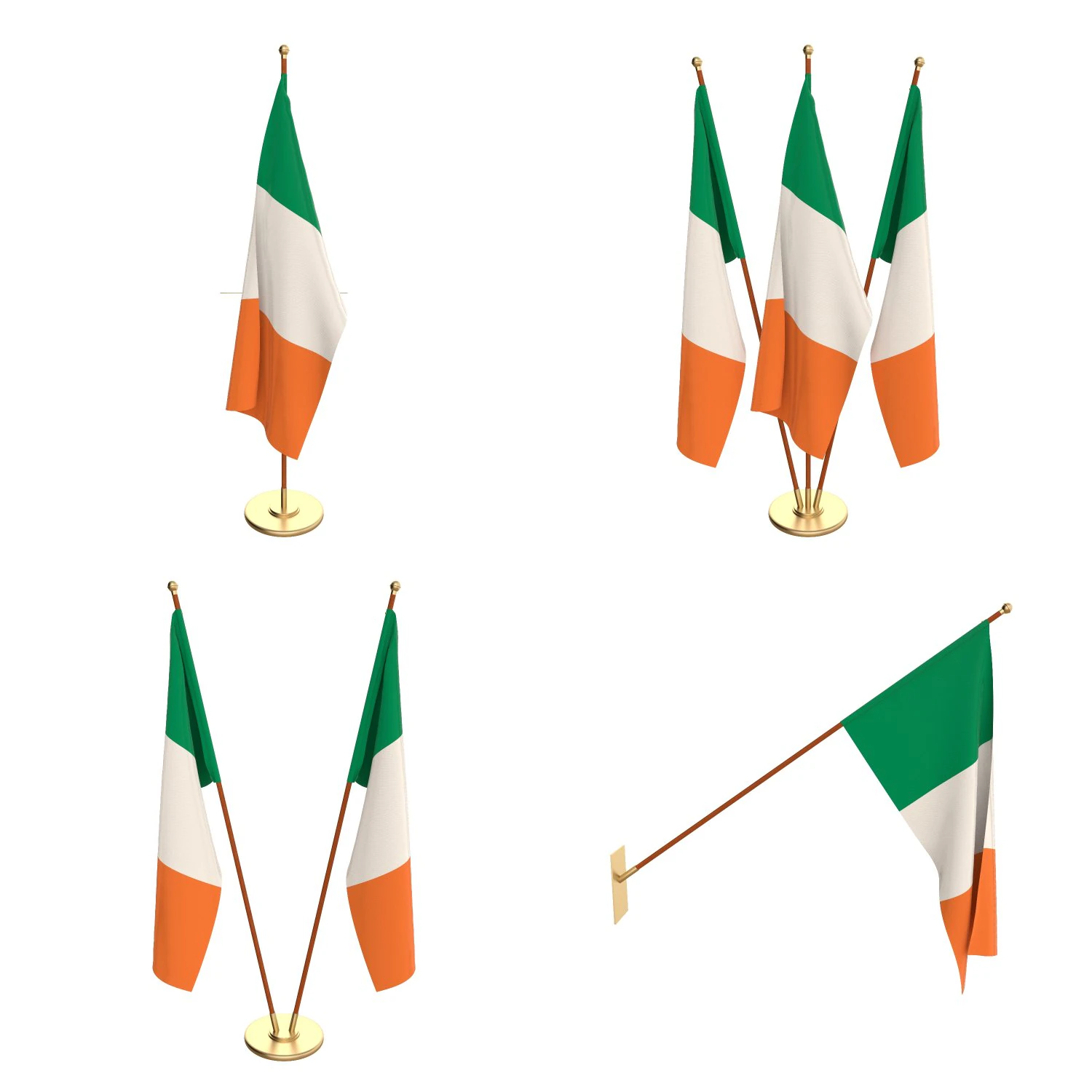 ireland flag pack 3D Model .c4d .max .obj .3ds .fbx .stl .blend 