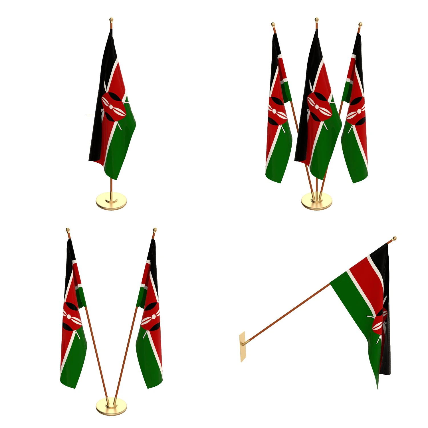 kenya flag pack 3D Model .c4d .max .obj .3ds .fbx .stl .blend