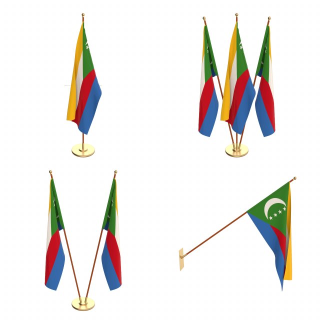 comoros flag pack 3D Модель .c4d .max .obj .3ds .fbx .stl .blend 