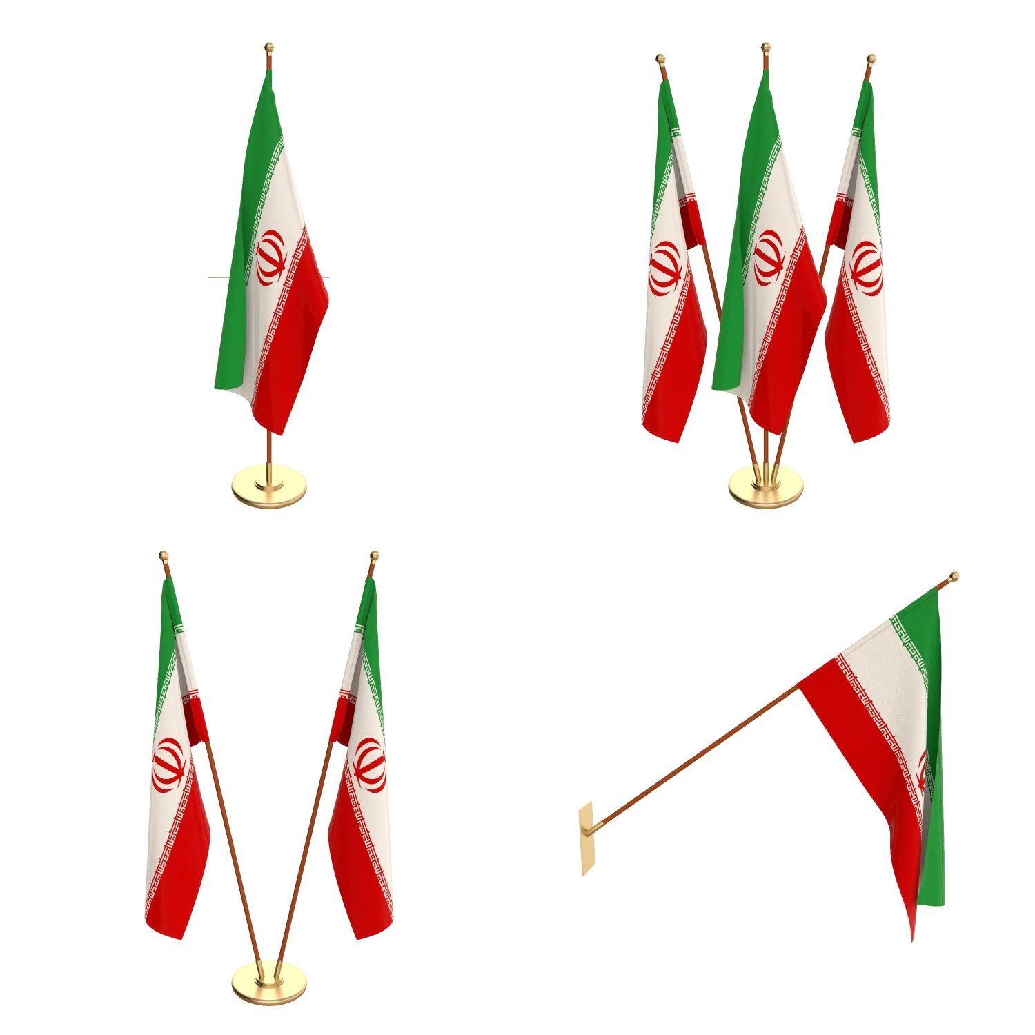 iran flag pack 3D Model .c4d .max .obj .3ds .fbx .stl .blend 