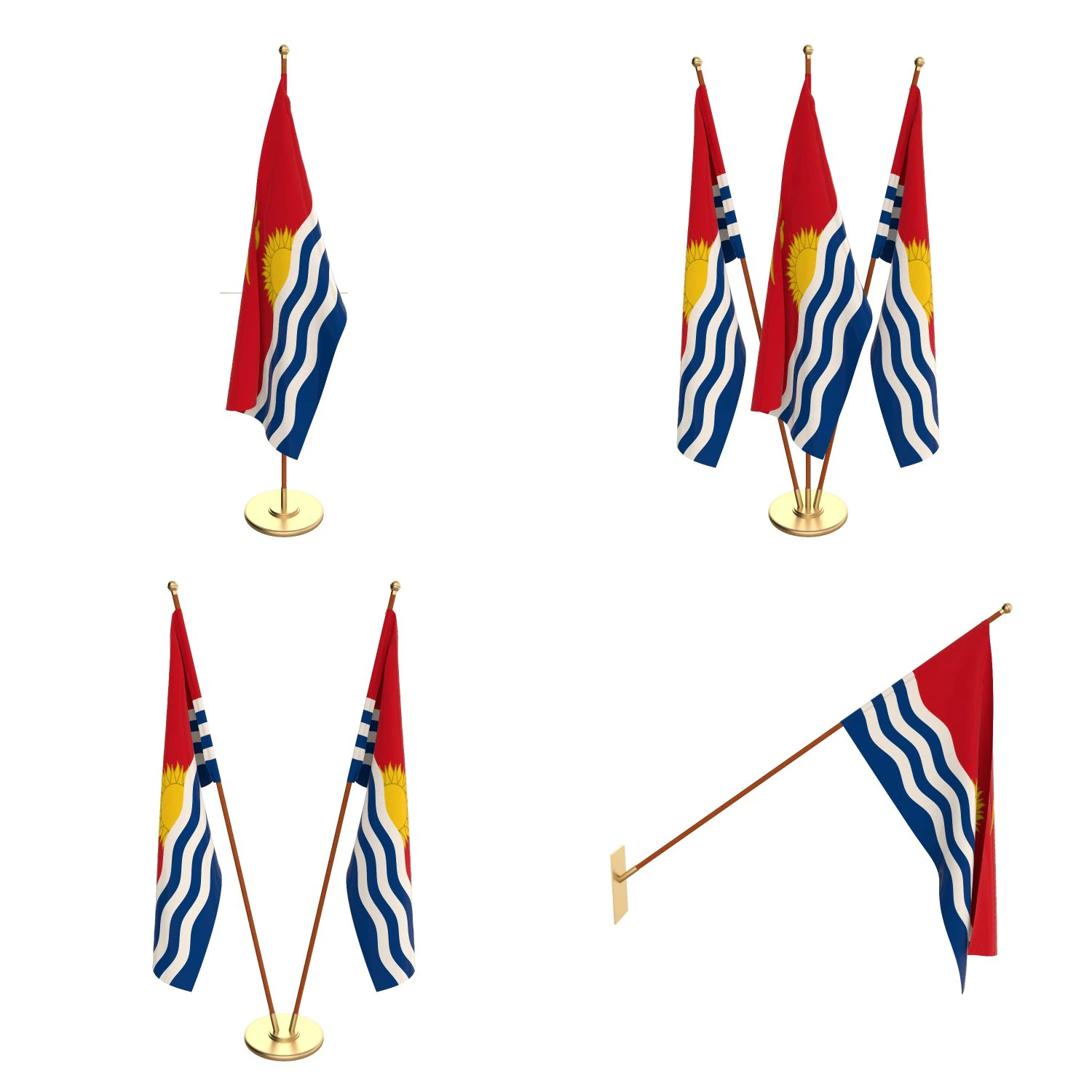 kiribati flag pack 3D Model .c4d .max .obj .3ds .fbx .stl .blend 
