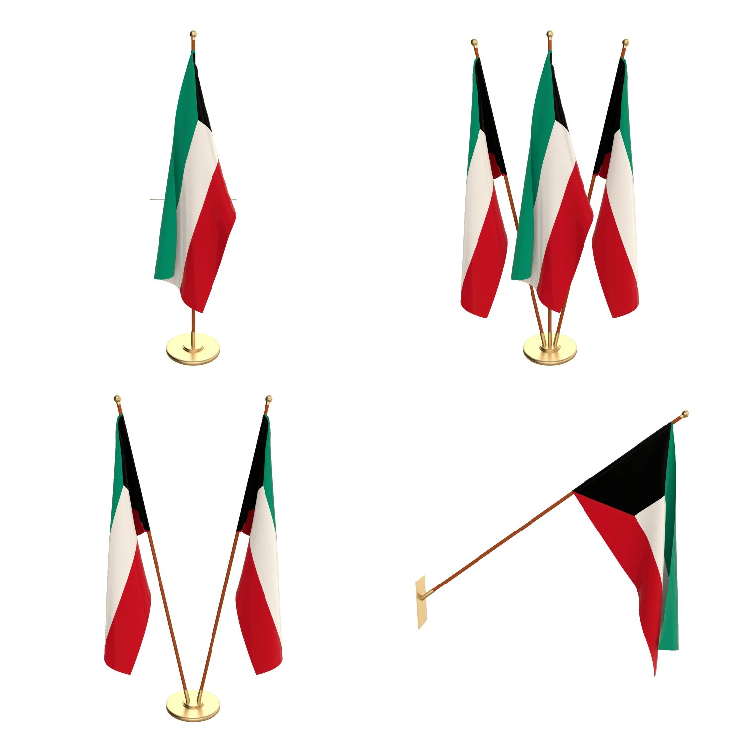 kuwait flag pack 3D Model .c4d .max .obj .3ds .fbx .stl .blend 
