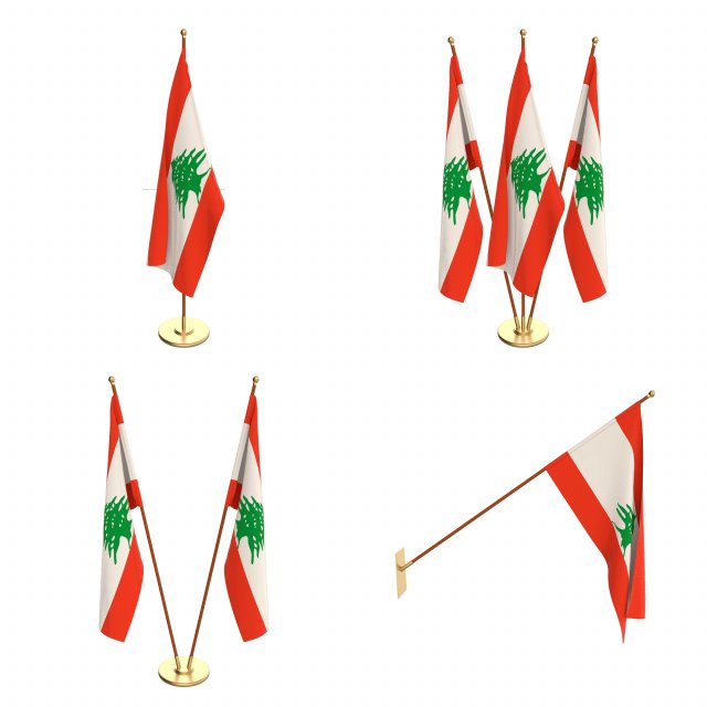 lebanon flag pack 3D Model .c4d .max .obj .3ds .fbx .stl .blend 