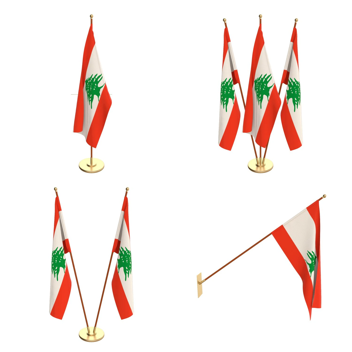 lebanon flag pack 3D Model .c4d .max .obj .3ds .fbx .stl .blend