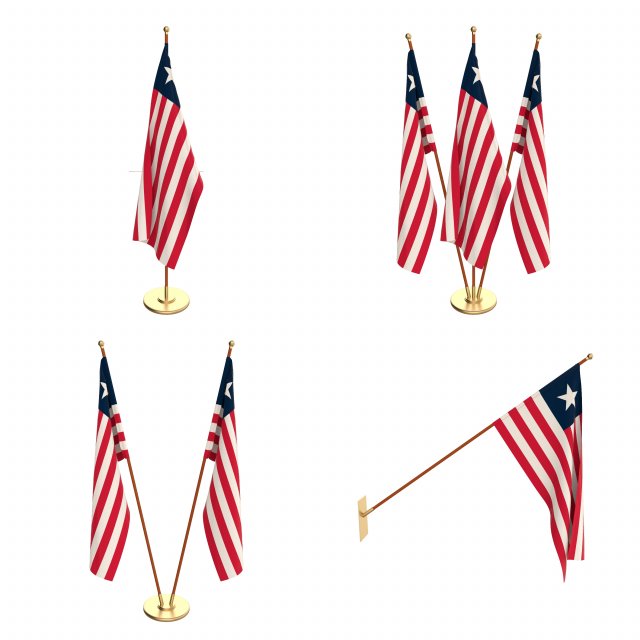 liberia flag pack 3D Model .c4d .max .obj .3ds .fbx .stl .blend