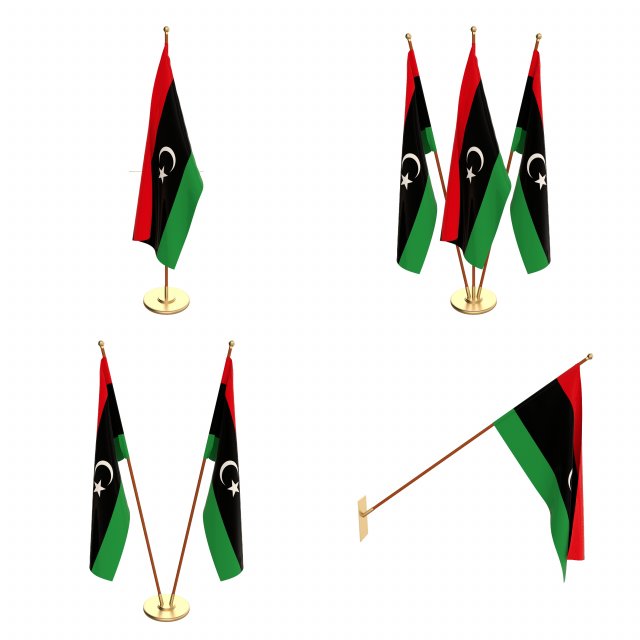 libya flag pack 3D Model .c4d .max .obj .3ds .fbx .stl .blend 