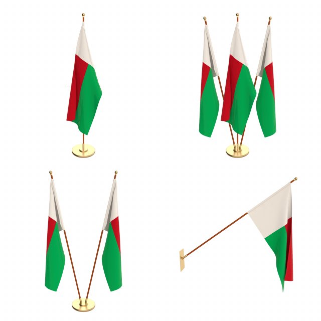 madagascar flag pack 3D Model .c4d .max .obj .3ds .fbx .stl .blend 